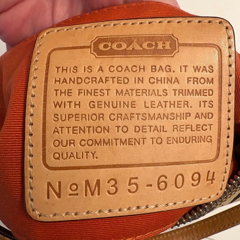 Vintage Coach Signature Demi Canvas Leather Y2K Shoulder Bag Brown Tan 6094 - Picture 15 of 16